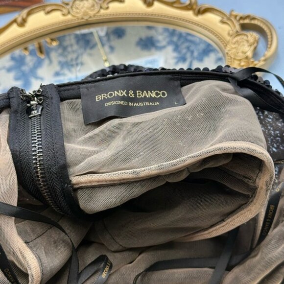 🆕 BRONX & BANCO 🧿 NWOT Wednesday Black Sequin Halterneck Mini Dress Sz L US 8 - Picture 14 of 15